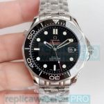 Replica Omega Seamaster Black Dial Rubber Bezel SS Case Watch