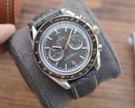 Omega Replica Speedmaster Black Chronograph Face 42mm Black Leather Band