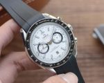 Omega Copy Speedmaster 42mm White Chronograph Face Rubber Band For Men