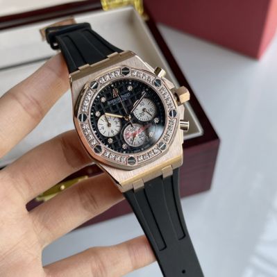 Replica Audemars Piguet Royal Oak Offshore Black Chronograph Dial Ladies Watch