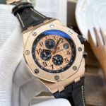 Copy Audemars Piguet Royal Oak Offshore Gold Case 42mm Chronograph Dial Leather Strap