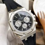 Replica Audemars Piguet Royal Oak 44mm SS Black Chronograph Face Rubber Strap