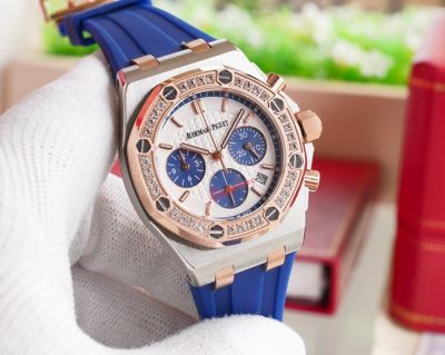 Replica Audemars Piguet Royal Oak Offshore 37mm 2-Tone Chronograph Blue Rubber Strap Watch