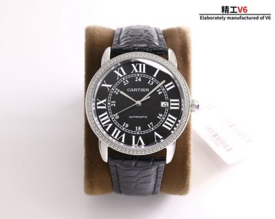 Replica RONDE SOLO DE CARTIER London SOLO SS Case Black Face Watch