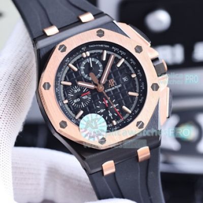 Replica Audemars Piguet Royal Oak Offshore Watch Rose Gold Black Rubber Strap