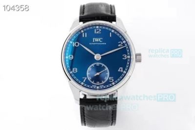 ZF Factory IWC Portuguese Automatic Watch Black Leather Strap 40mm Blue Dial